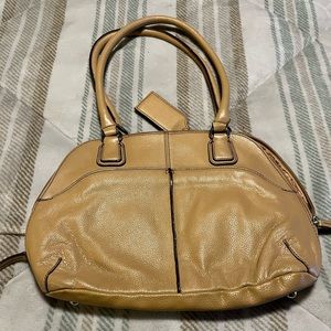TIGNANELLO PEBBLED LEATHER DOME SATCHEL TAN/YELLOW
